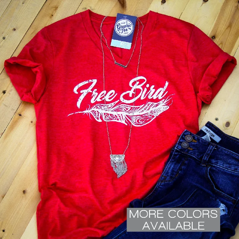 Free Bird - Unisex V-Neck Tee