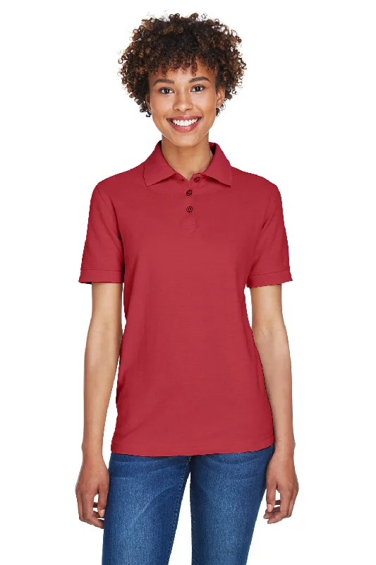 UltraClub Womens Whisper Short Sleeve Polo Shirt - Cardinal Red - Closeout