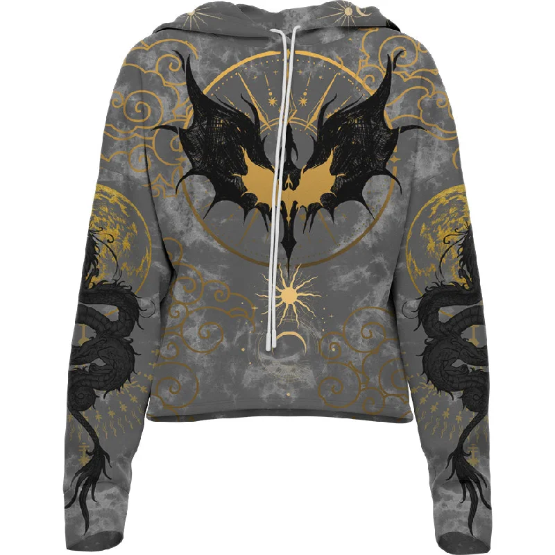 Dragon Rider Drop Shoulder Crop Hoodie