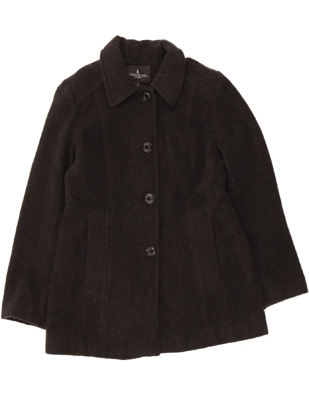 LONDON FOG Womens Overcoat UK 16 Large Black Wool