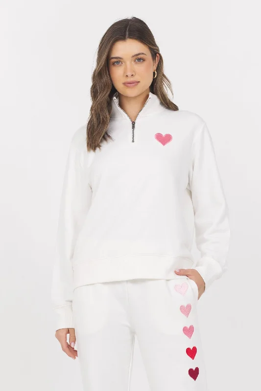 Embroidered Heart French Terry Quarter Zip