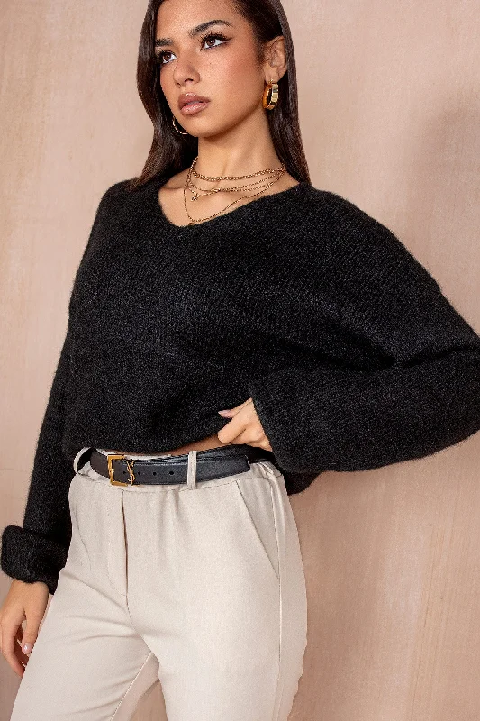 Lucille Black Soft Knit Jumper