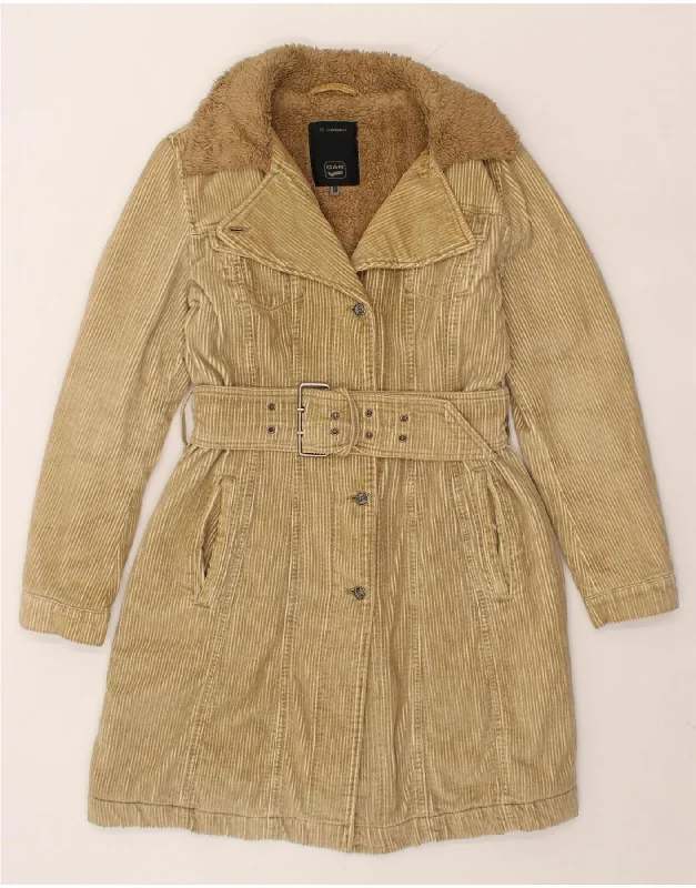 GAS Womens Corduroy Coat UK 10 Small Beige Cotton