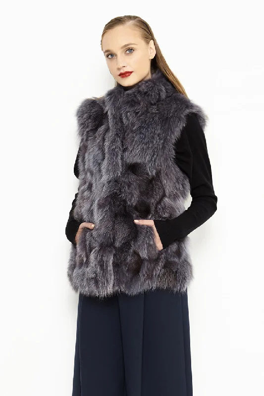 Purple Genuine Arctic Polar Fox Fur Vest