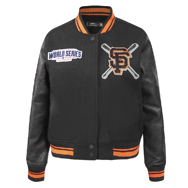 MLB SAN FRANCISCO GIANTS MASHUP WOMEN'S RIB WOOL VARSITY JACKET (BLACK/ORANGE)