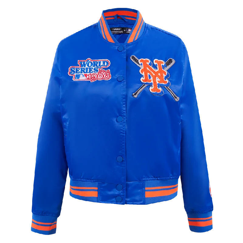 MLB NEW YORK METS MASHUP WOMEN'S RIB SATIN JACKET (ROYAL/ORANGE/ROYAL)