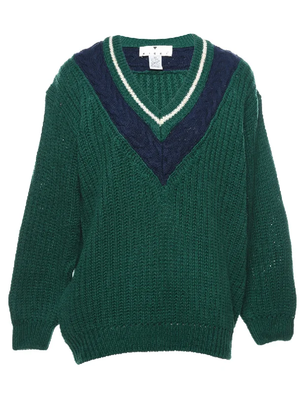 Green Cable Knit Jumper - M