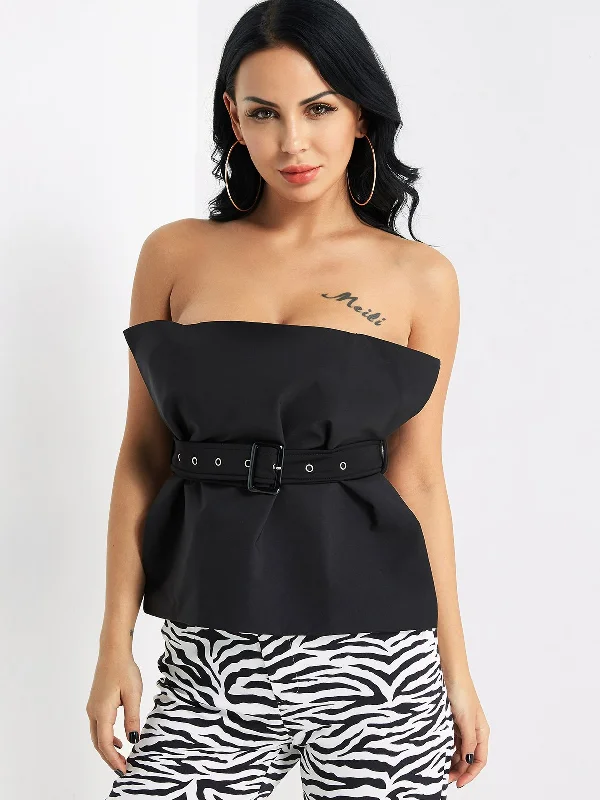 Custom Tube Top Sleeveless Black Camis