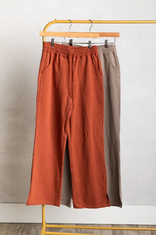 Drawstring Waistband Wide Terry Pants