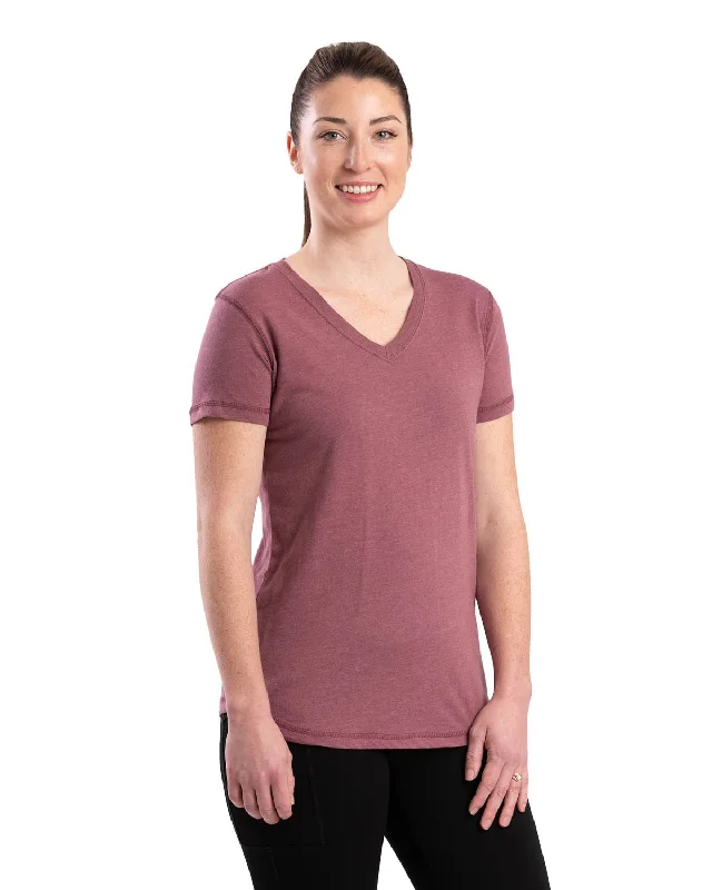 Berne Mauve Cotton Blend Ladies Lightweight Performance V-Neck S/S