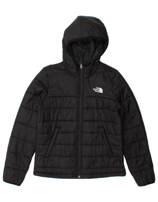 THE NORTH FACE Womens Hooded Padded Jacket UK 14 Medium Black Nylon