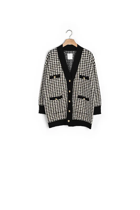 Cardi-coat à motifs pied de coq