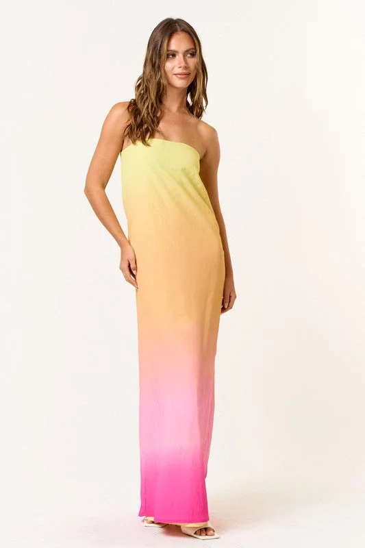 Sherbert Dip Dye Tube Maxi Dress