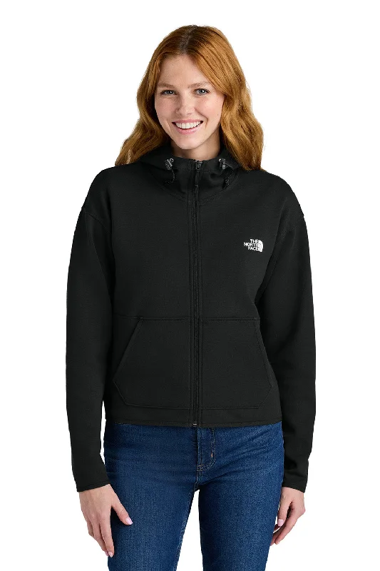 The North Face Womens Double Knit Full Zip Hooded Sweatshirt Hoodie w/ Pockets - Black