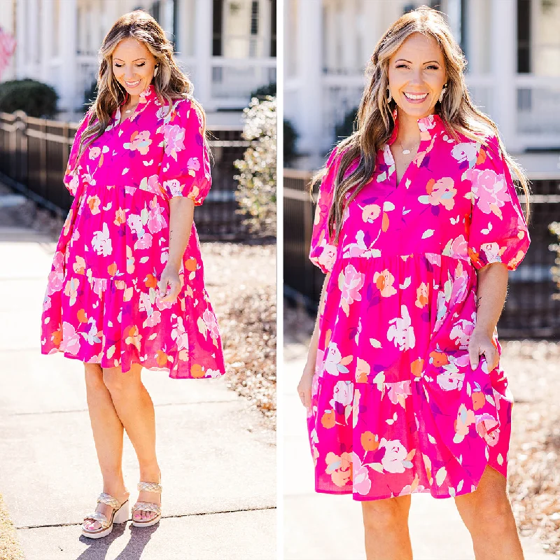 Smiles On Repeat Dress, Fuchsia