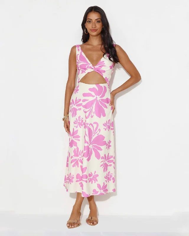 MACI MIDI DRESS -PINK FLORAL