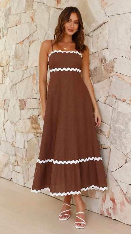 Brodey Midi Dress - Chocolate/White