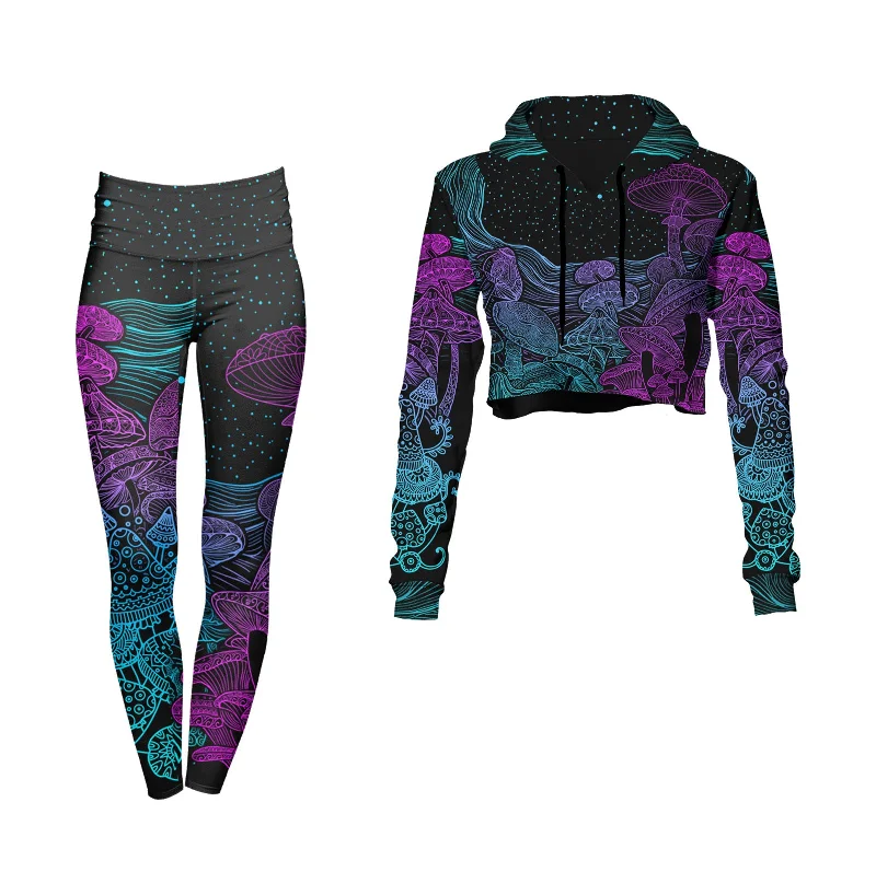 Mycelia High Waisted Leggings & Crop Hoodie Set