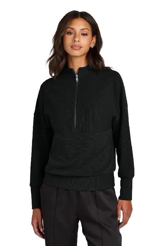 Mercer+Mettle Womens Linear Texture Odor Resistant 1/4 Zip Sweatshirt - Deep Black - NEW