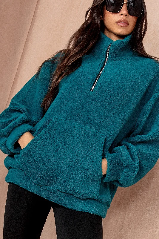 Emery Teal Teddy Half Zip