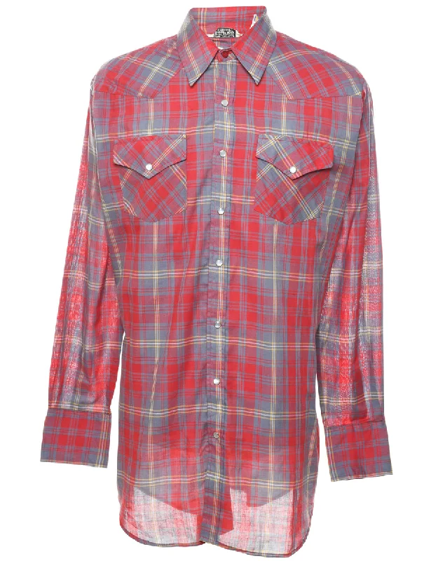 Grey Checked Western Shirt - L