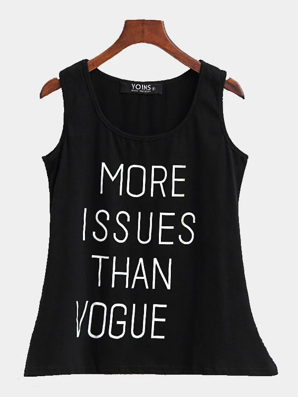 Custom Round Neck Sleeveless Black Tank Tops