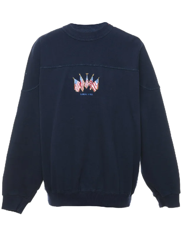 Guess Navy Embroidered Sweatshirt - L