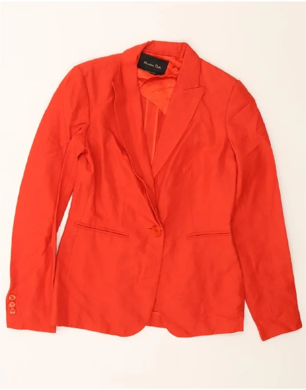 MASSIMO DUTTI Womens 1 Button Blazer Jacket US 2 XS Orange Cotton