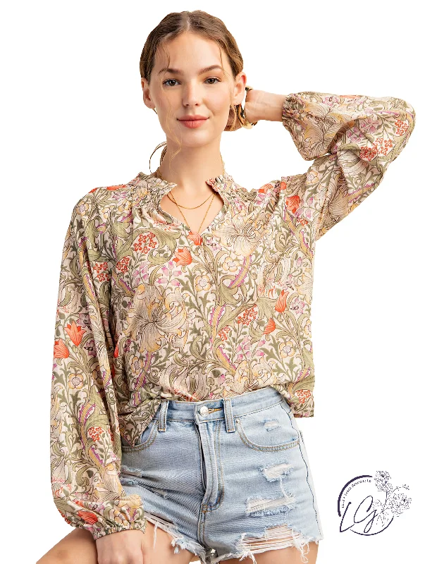 Warm Summer Winds Smocked Blouse