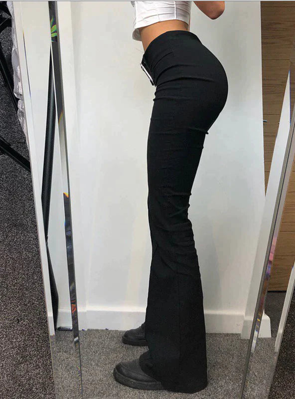 TastyHottie - RETRO HIGH WAIST BUTTON SLIM CASUAL PANT