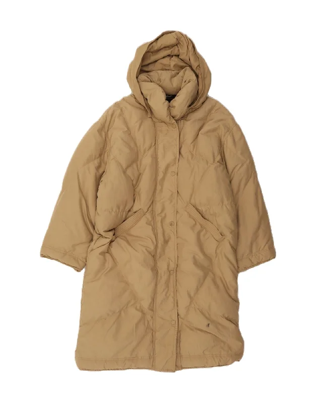 GEO SPIRIT Womens Hooded Padded Coat IT 48 XL Beige Polyester