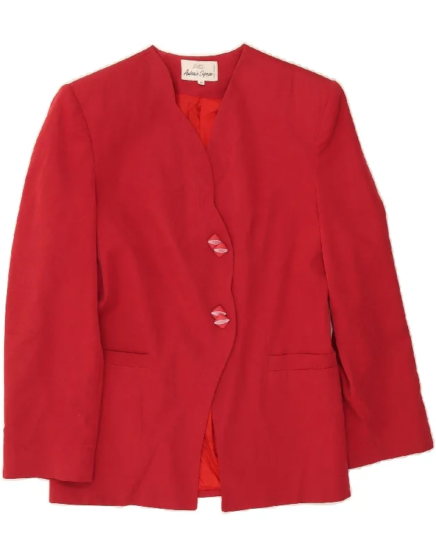 ANTONIO CAPASSO Womens 2 Button Blazer Jacket IT 44 Medium Red