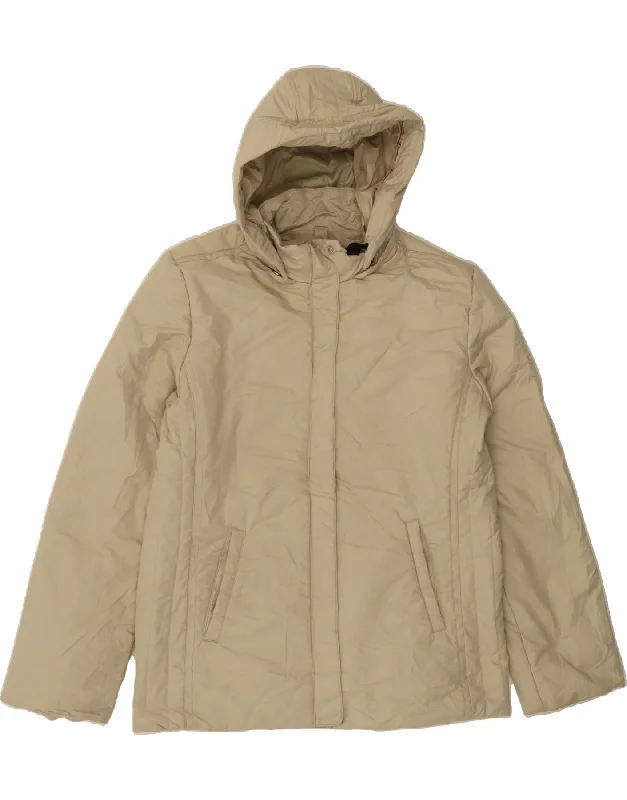 CHAMPION Womens Hooded Windbreaker Jacket UK 16 Large Beige