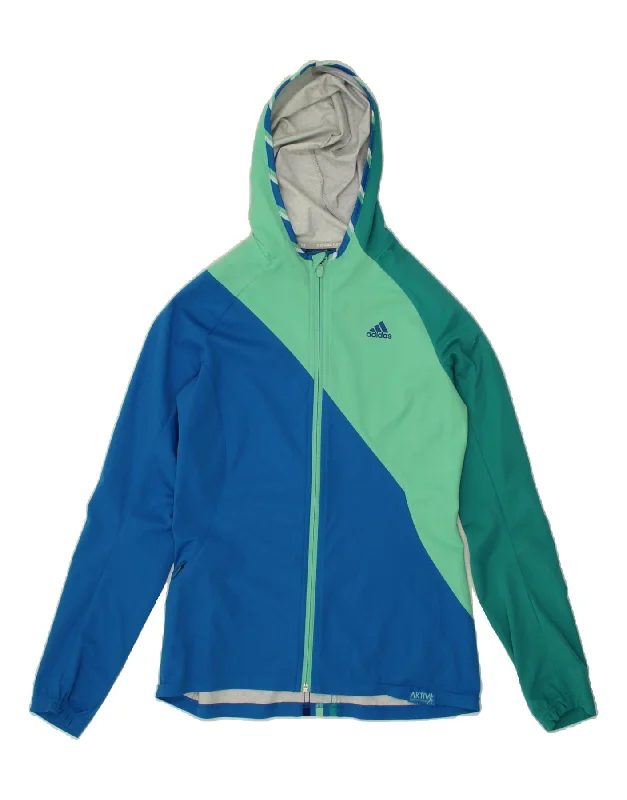 ADIDAS Womens Hooded Rain Jacket UK 4/6 XS Multicoloured Colourblock