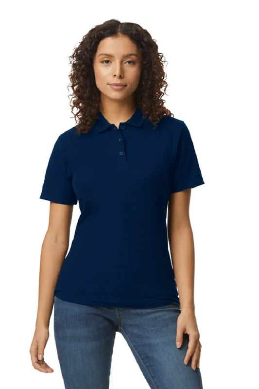 Gildan Womens SoftStyle Double Pique Short Sleeve Polo Shirt - Navy Blue